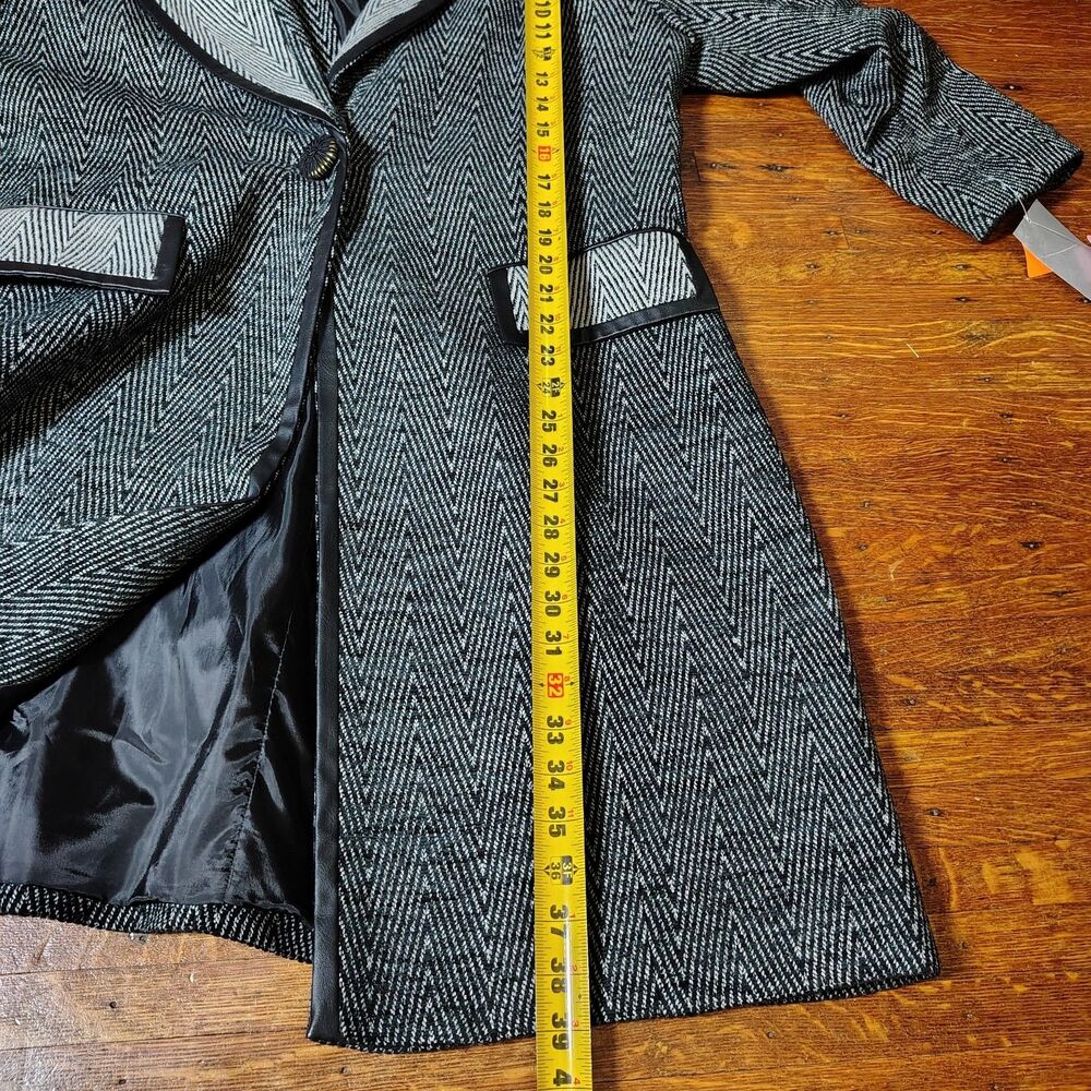 VTG Classy Long Herringbone Dress Coat Office Siren Women's Size 18W NWTS - Picture 7 of 7